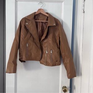 SHEIN tan leather jacket size large